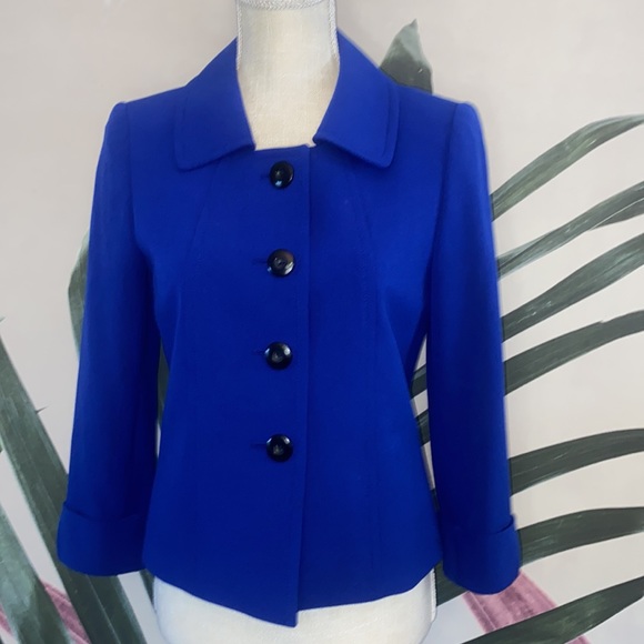 Tahari ASL Royal Blue Cropped Blazer - Picture 2 of 8